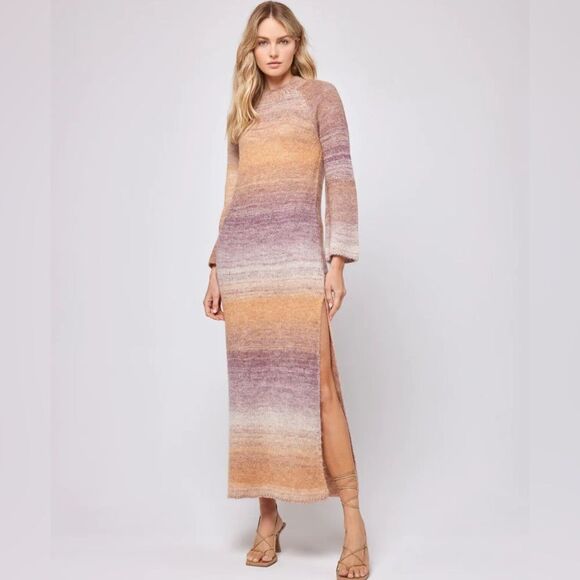 NWT L*space women's‎ Monroe sweater dress size l with side slit sparkly finish - Picture 1 of 13